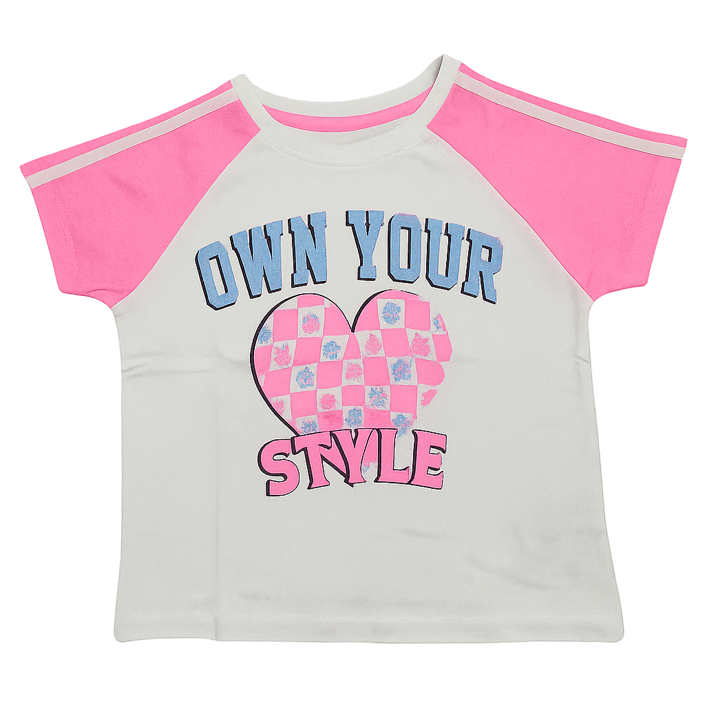 Girls Tees - White and Pink
